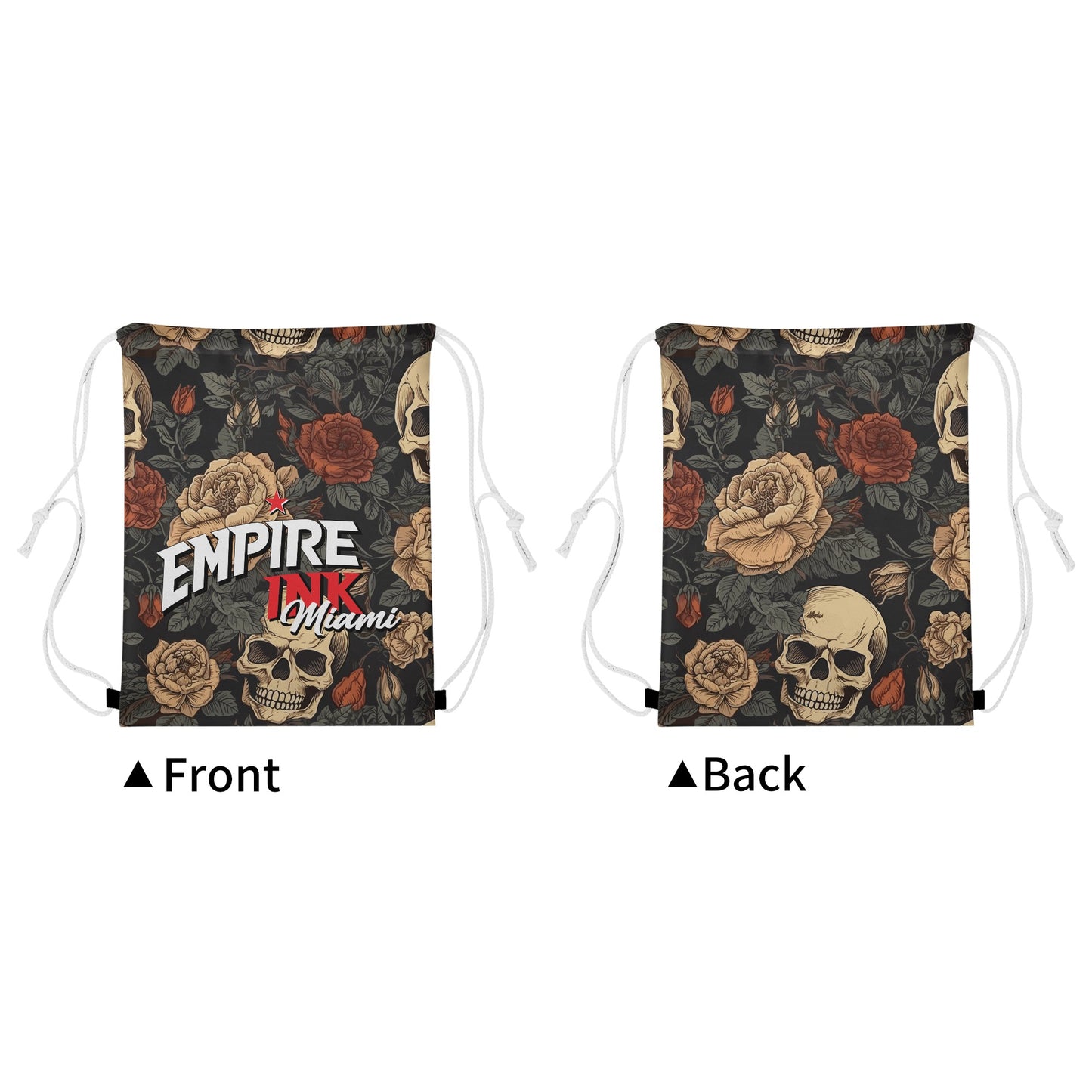 Vintage Voyage: Drawstring Bag with Ship and Rose Design for Timeless Style